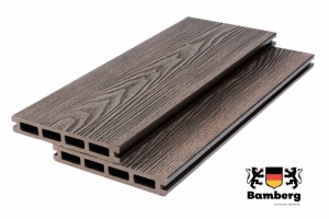Пустотелая террасная доска дпк Bamberg Square 3D Natural, Brazilian Walnut  — Black Deck
